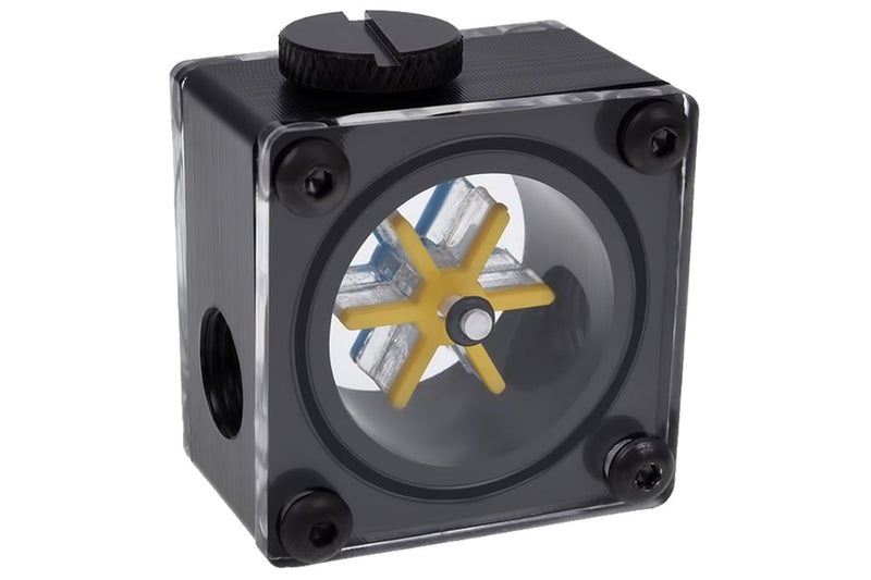 Alphacool G1/4" Eisfluegel Flow Indicator, Square Shape, Black Body - Image 1